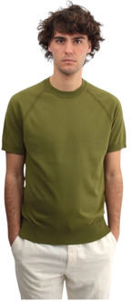 Groene Crew Neck T-shirt Paolo Pecora , Green , Heren - Xl,M,S