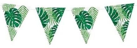 Groene DIY jungle/Hawaii thema feest vlaggenlijn 1,5 meter