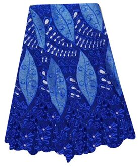 Groene George Afrikaanse Kant Stof Kralen 5yards Geborduurde Nigeriaanse Kant Stoffen Voor Bridal Party Dress koninklijk blauw