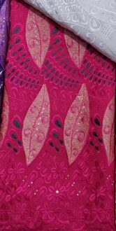 Groene George Afrikaanse Kant Stof Kralen 5yards Geborduurde Nigeriaanse Kant Stoffen Voor Bridal Party Dress rood