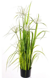 Groene grasplant kunstplanten 110 cm met zwarte pot - Kunstplanten
