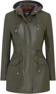 Groene, halflange parka met capuchon voor dames - Oakengates - maat