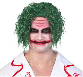 Groene horror clown verkleed pruik the Joker voor volwassenen