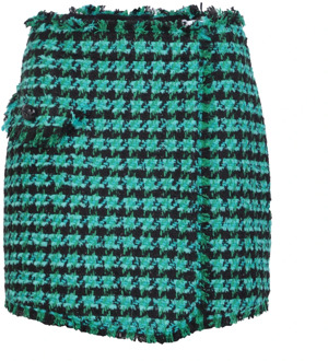 Groene Houndstooth Shorts voor Dames Msgm , Green , Dames - S,Xs,2Xs