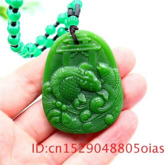 Groene Jade Karper Hanger Ketting Mode-sieraden Amulet Jadeïet Vrouwen Gesneden Natuurlijke Mannen Charm Chinese Voor