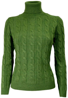 Groene Kabelgebreide Cashmere en Wol Coltrui Cashmere Company , Green , Dames - S