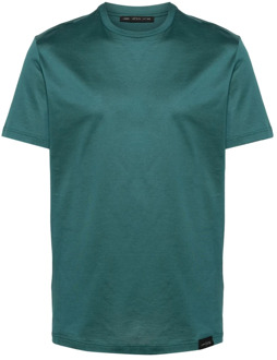 Groene Katoenen T-shirt met Logo Low Brand , Green , Heren - 2Xl,Xl,4Xl,3Xl