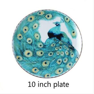 Groene Keramische Plaat, Westerse Voedsel Plaat, Pak, Decoratie En Ornament, 10 Inch Ronde Kleur Model Kamer, Servies, Pauw Art 10 duim plate