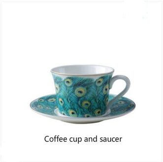 Groene Keramische Plaat, Westerse Voedsel Plaat, Pak, Decoratie En Ornament, 10 Inch Ronde Kleur Model Kamer, Servies, Pauw Art koffie cup en sauce