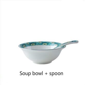 Groene Keramische Plaat, Westerse Voedsel Plaat, Pak, Decoratie En Ornament, 10 Inch Ronde Kleur Model Kamer, Servies, Pauw Art soep bowl lepel