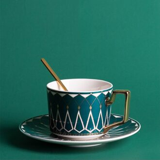 Groene Kleur Bone China Cup Multi-Stijl Eenvoudige Keramische Koffie Kop En Schotel Schotel Met Patroon Set Met Doos