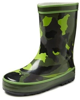 Groene kleuter/kinder regenlaarzen camouflage - Rubberen camouflage print laarzen/regenlaarsjes voor kinderen 25