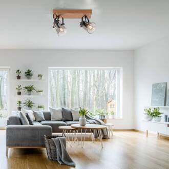 Groene Langström plafondspot, 2-lamps licht hout, zwart, transparant