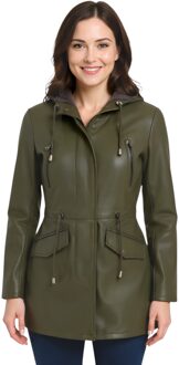 Groene leren parka met capuchon voor dames - Boekarest - EU 40 / UK 12