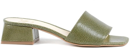 Groene leren sandalen met 4 cm hak 19v69 Italia , Green , Dames - 36 Eu,37 EU