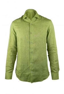 Groene Linnen Overhemd met Lange Mouwen Moorer , Green , Heren - S
