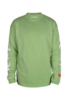 Groene longsleeve T-shirt met logo Heron Preston , Green , Heren - S,Xs