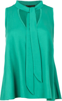 Groene mouwloze top met strikdetail