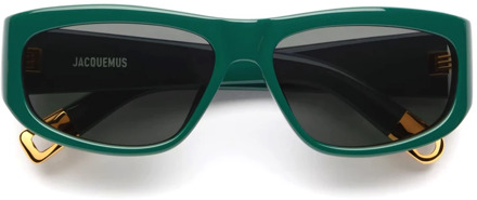 Groene ovale zonnebril met grijze lens Jacquemus , Green , Dames - ONE Size