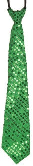 Groene pailletten stropdas 32 cm