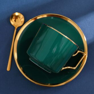 Groene Paleis Romantische Koffiekopje Afternoon Tea Luxe Eenvoudige Kopjes Schotels Lepel Juego Tazas De Cafe Beschrijving Van Goud 2