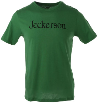 Groene Print Slim Fit T-Shirt Jeckerson , Green , Heren - L,M