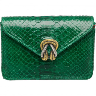 Groene Python Envelop Portemonnee Claris Virot , Green , Dames - ONE Size