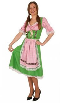 Groene/roze Tiroler dirndl verkleed kostuum/midi jurk voor dames