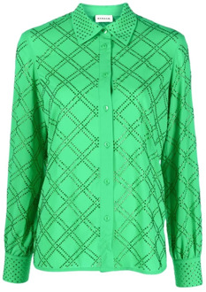 Groene Strass-Verfraaide Overhemd met Lange Mouwen P.a.r.o.s.h. , Green , Dames