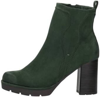 Groene Suedine Enkellaars met Golvend Patroon Marco Tozzi , Green , Dames - 41 Eu,37 Eu,38 Eu,42 Eu,40 Eu,39 EU