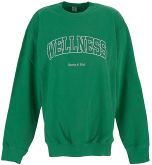 Groene Sweatshirt met Lange Mouwen Sporty & Rich , Green , Dames - L,Xs