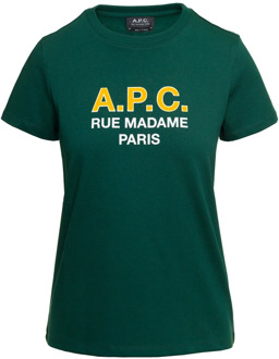 Groene T-shirt met Logo Print A.p.c. , Green , Dames - S