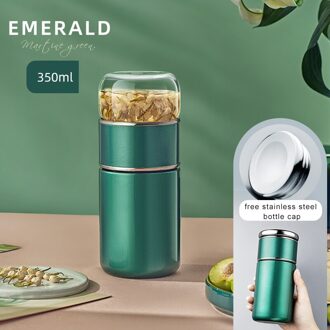Groene Thermoskan Thermoskan Thee Water Scheiding Filter Geurende Thee Rvs Thermos Flessen Draagbare Thermosflessen emerald350