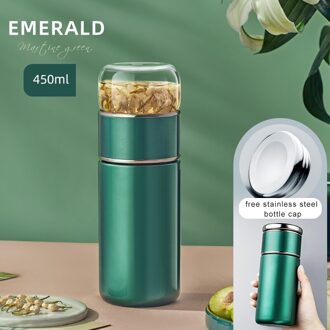 Groene Thermoskan Thermoskan Thee Water Scheiding Filter Geurende Thee Rvs Thermos Flessen Draagbare Thermosflessen emerald450