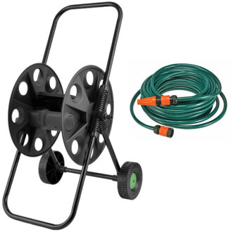 Groene tuinslang / waterslang 20 meter - incl. haspel - voor 50 meter