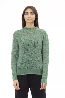 Groene Wol Mock Neck Sweater Alpha Studio , Green , Dames