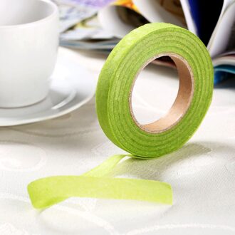 Groene Zelfklevende Bloemist Stem Tape Draad Bloemen Werk Plastron Rose Bloemmeeldraad Diy Rimpel Papier Wrap Krans Kransen 12Mm licht groen
