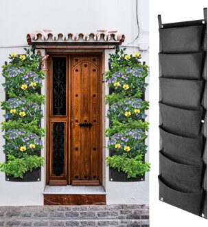 Groente Plant Muur Opknoping Planten Zakken Tuin Verticale Tuinieren 7 Zakken Zwart Vilt Grow Bag Potten Tuin