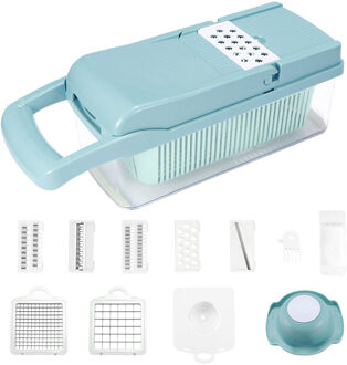 Groentesnijder Blades Mandoline Slicer Fruit Dunschiller Aardappel Kaas Rasp Chopper Keuken Accessoires Groentesnijder Blauw