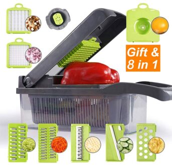 Groentesnijder Mandoline Slicer 8 Dicing Messen Fruit Dunschiller Aardappel Kaas Rasp Chopper Keuken Accessoires