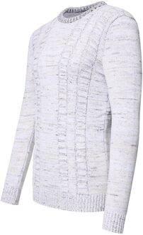 Grof gebreid met contrasterende kleuren trui met ronde hals - maat 3XL Wit