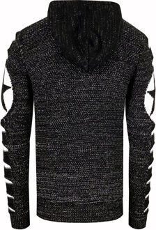 Grof gebreide hoodie - maat Zwart/wit