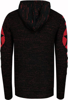 Grof gebreide hoodie Zwart/rood - M