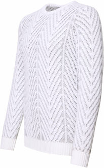 Grof gebreide trui met ronde hals Wit - XL