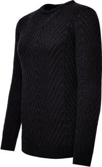 Grof gebreide trui met ronde hals Zwart - 2XL