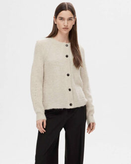 Grofgebreid vest in wolblend Beige - XS