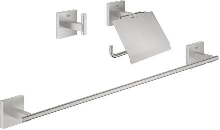 GROHE Accessoire set GROHE Start Cube 3-in-1 Met Handdoekhouder Supersteel RVS
