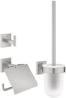 GROHE Accessoire set GROHE Start Cube 3-in-1 Met Toiletborstel Supersteel RVS