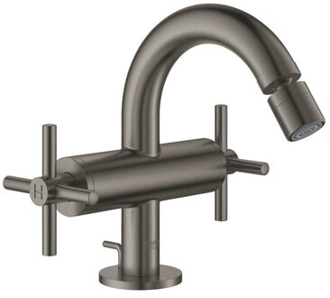 GROHE Atrio 1-gats bidetkraan M-size met waste met kruisgrepen brushed hard graphite 24027al3 Hard graphite geborsteld