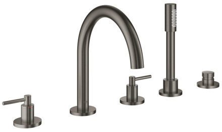 GROHE Atrio afbouwdeel 5-gats badrandcombinatie met omstel met handdouche met doucheslang 200cm m. hefboomgrepen brushed hard graphite 19922AL3 Hard graphite geborsteld (antraciet)